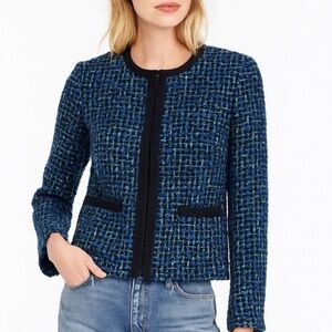J. Crew Parisian Tweed Blazer Jacket in Blue and Black